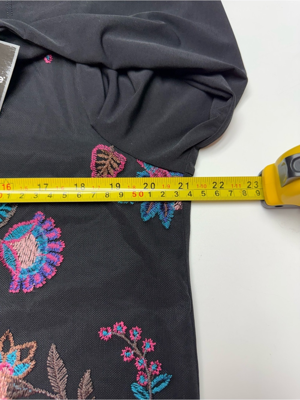 NWT Liz L Beautiful Black Long Sleeve Top with Floral Embroidery on the front - Picture 6 of 10